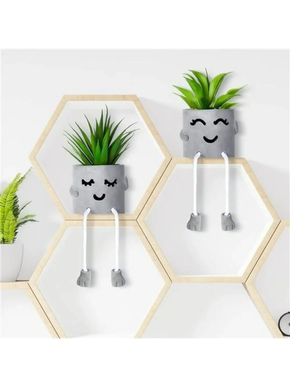 Artificial succulent potted plant cute faux desk decor for office bedroom shelf